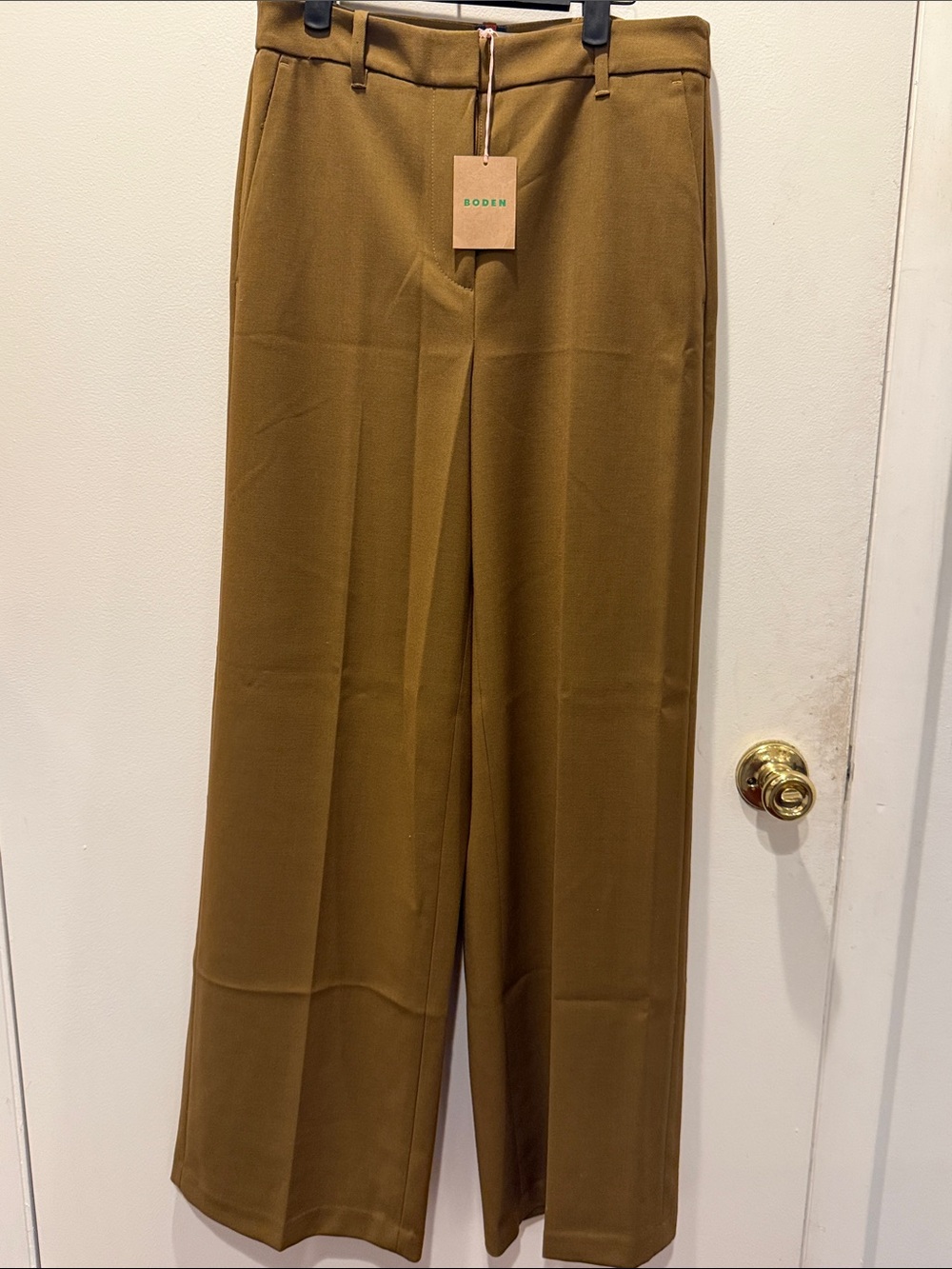 Boden Wide-Leg Trousers in Ochre Brown